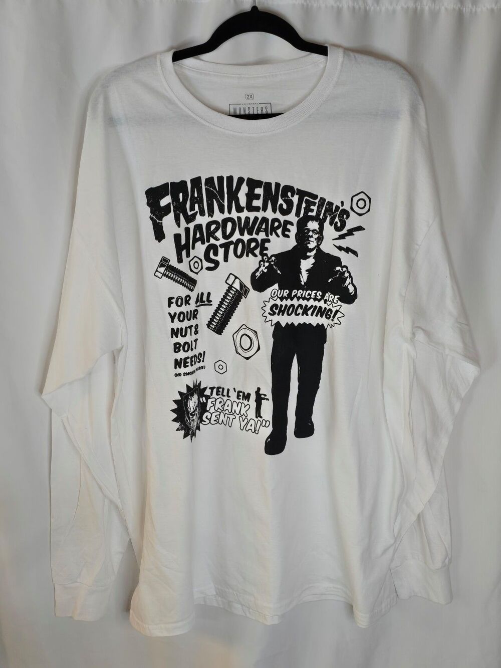 Universal Studios Monsters Frankenstein L/S White T-shirt NWOT